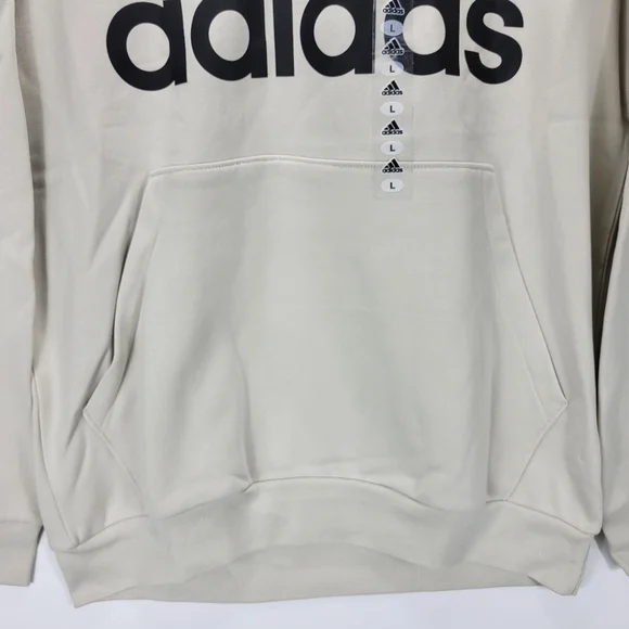 Adidas Athletic Pullover Big Logo Hoodie Sweatshirt Mens Large L Beige JJ3302 - Picture 4 of 11